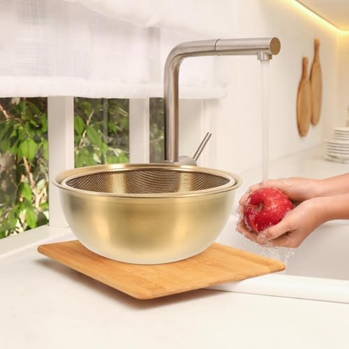 Luxshiny 2pc Stainless Steel Colander Set with Basin