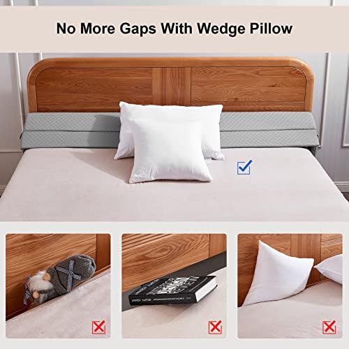 EUHAMS Queen Size Bed Wedge Pillow - 60x10x6 Gray