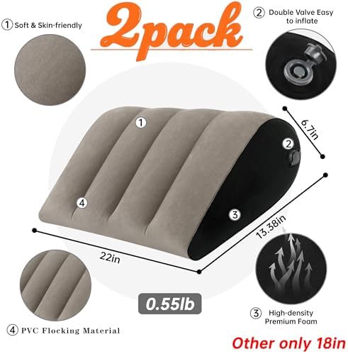 JCDOBEST Portable Inflatable Wedge Pillow 2 Pack