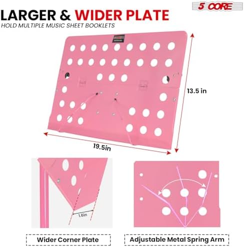 5Core Music Stand with Light Clip and Adjustable Height