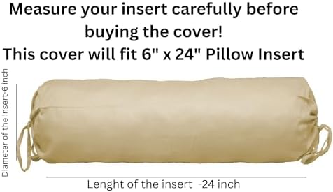 Saffron HANDICRAFTS 240TC Cotton Bolster Cover - Beige 6x24