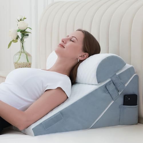 Ziiyllean 3Pcs Adjustable Memory Foam Wedge Pillow Set