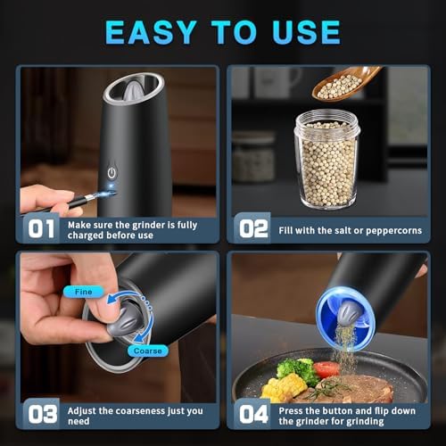 Haomacro Electric Salt and Pepper Grinder Set with LED Light
