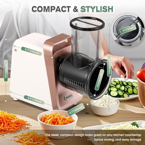 Huanyu Electric Cheese Grater Multi-Functional Slicer with 5 Blades