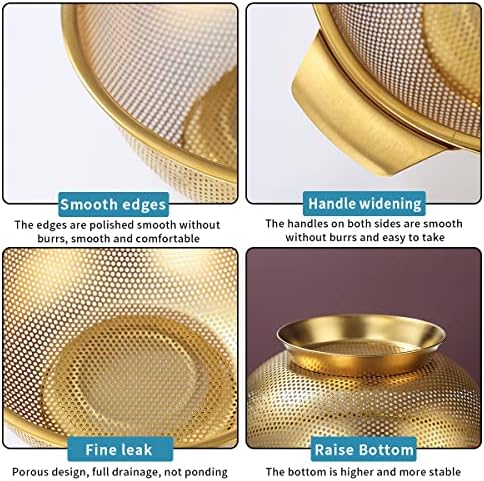 Kyraton Gold Colander 5 Quart Professional Sturdy Strainer with Dishwasher Safe Design