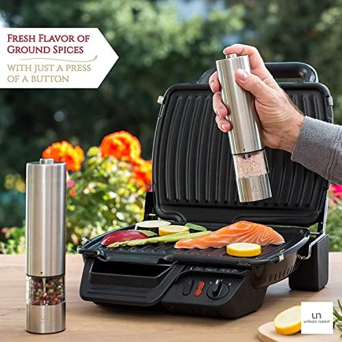 Urban Noon Electric Salt Pepper Grinder Set - Battery Operated with LED Light