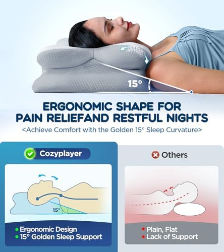 Cozyplayer Contour Neck Support Pillow with Cooling Technology