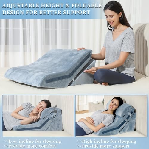 FSCGIFE 3PCS Adjustable Wedge Pillow for Sleep and Recovery