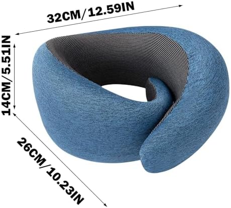 Adjustable Memory Foam Travel Neck Pillow with 360 Support - Blue