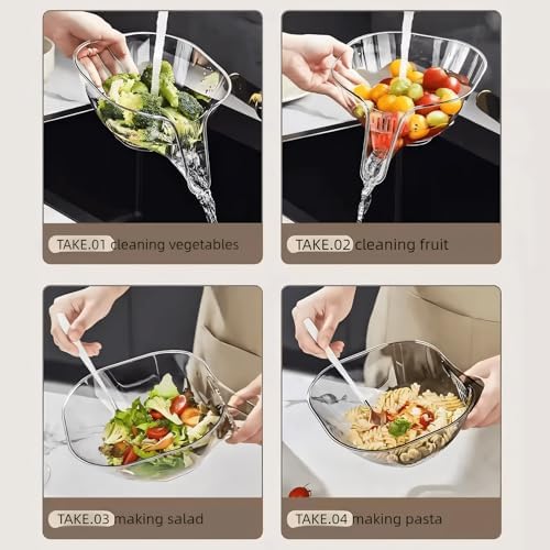 Crystal Clear Kitchen Drain Basket with Spout and Colander 1