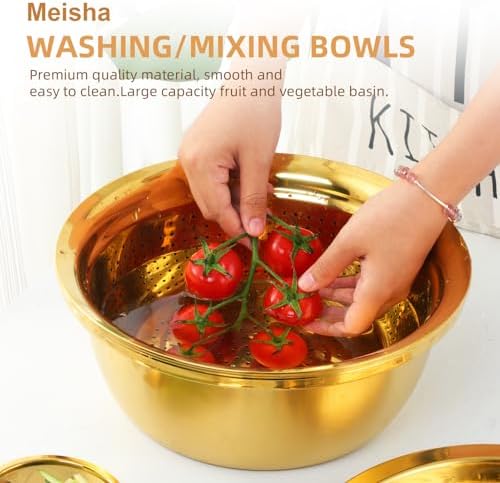 Meisha 3Pcs Stainless Steel Colander Set - Gold 1