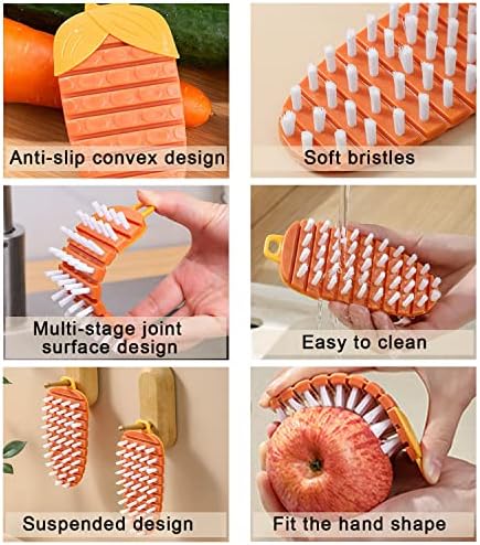Tiankohelan 2 Pcs Bendable Vegetable Brush for Cleaning Fruits and Vegetables