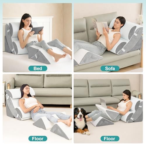 Hansleep 6PCS Orthopedic Wedge Pillow Set for Sleep and Pain Relief