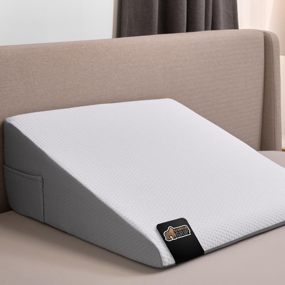 GORILLA GRIP Bed Wedge Pillow with Dots and Storage