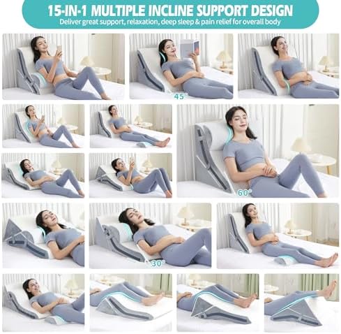 Simpledad Wedge Pillow Set 3PCS 15-in-1 Adjustable Memory Foam