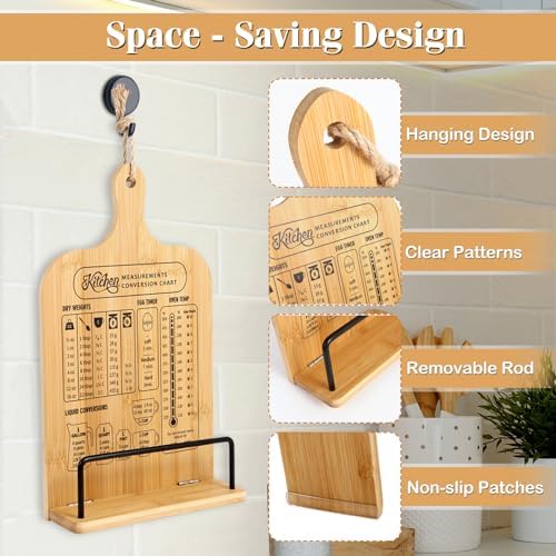 Quexilo Adjustable Cookbook Stand - Bamboo Chalkboard Labels Measurement Chart