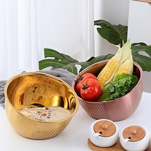 DOCBLACK Rice Washing Bowl with Side Drainers - Gold