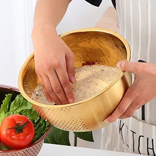 DOCBLACK Rice Washing Bowl with Side Drainers - Gold