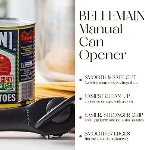 Bellemain Stainless Steel Manual Can Opener - Ergonomic Safe Cut for Seniors