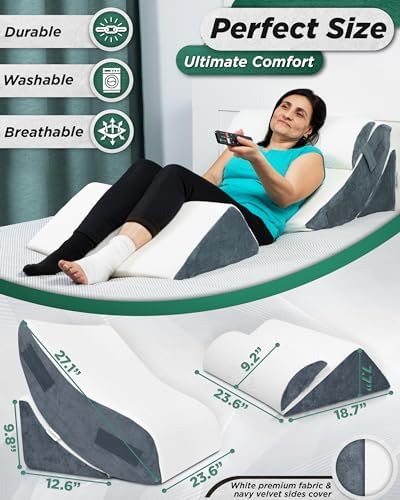 Lunix 4pcs Orthopedic Bed Wedge Pillow Set with Hot Cold Pack 1