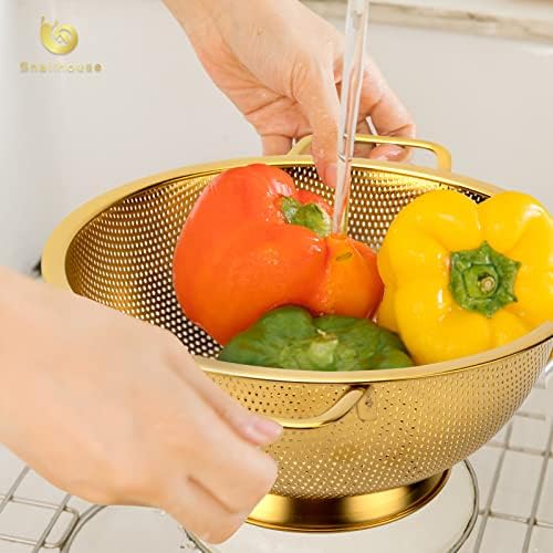 Snailhouse 5 Qt Stainless Steel Colander with Handles and Self-Draining Base