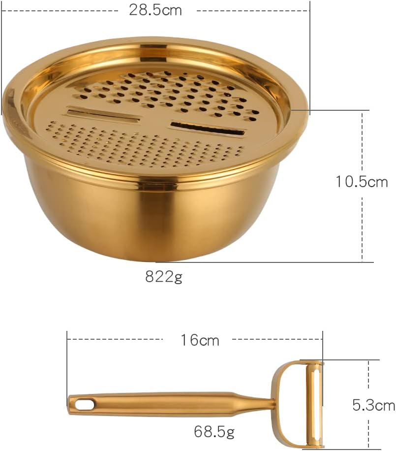 TEHAHA 3-in-1 Colander Set with Peeler and Mixing Bowl