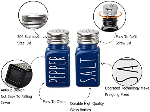 VICUKIE Farmhouse Salt Pepper Shakers Set in Blue