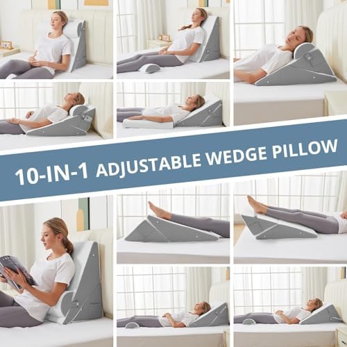 Sasttie Wedge Pillow Set with Memory Foam and Adjustable Heights