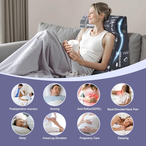Wedge Pillow Headboard for Acid Reflux Relief and Back Pain