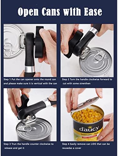 RICKUNCL Manual Can Opener with Soft Grip and Smooth Edge