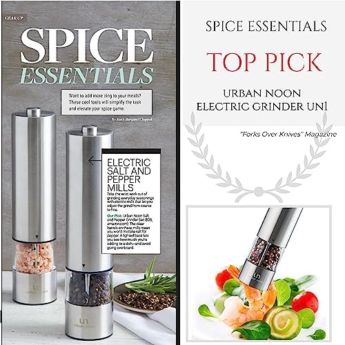 Urban Noon Electric Salt Pepper Grinder Set - Battery Operated with LED Light