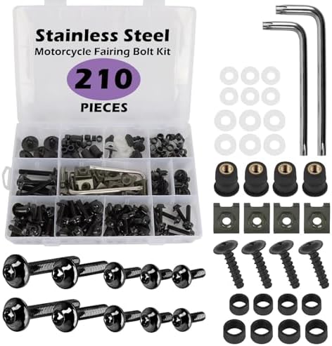 KKZOL Motorcycle Fairing Bolt Kit 210Pcs Stainless Steel