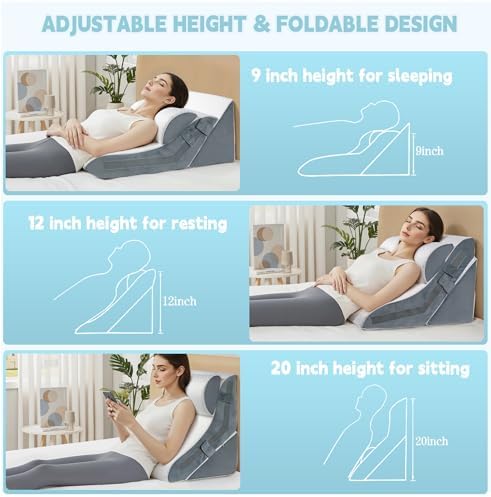 3PCS Adjustable Wedge Pillow Set for Sleep Relief