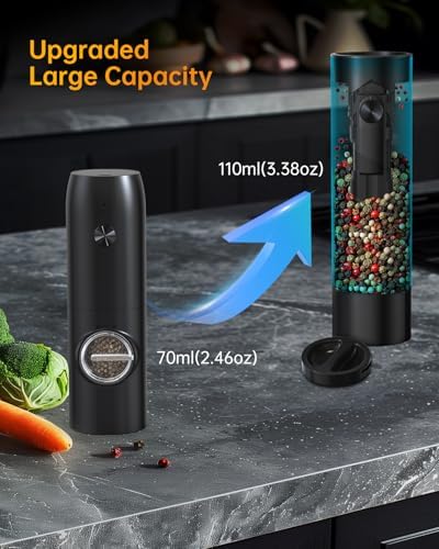 CIRCLE JOY Rechargeable Salt Pepper Grinder Set with USB Charging Base