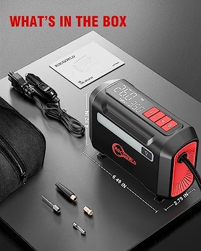ROCGORLD R8 12V Tire Inflator Portable with Dual Digital Display