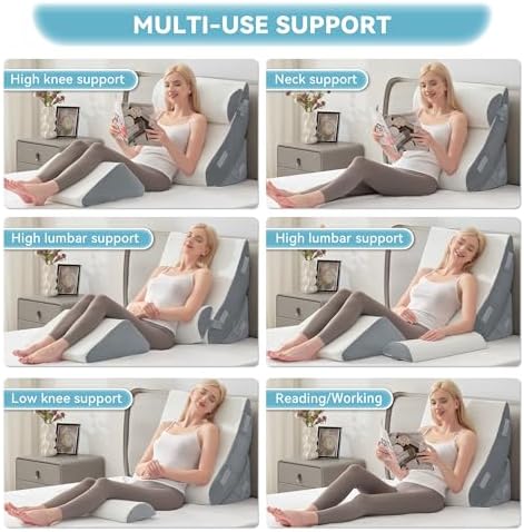 Kingfun 4PC Orthopedic Wedge Pillow Set with Travel Bag
