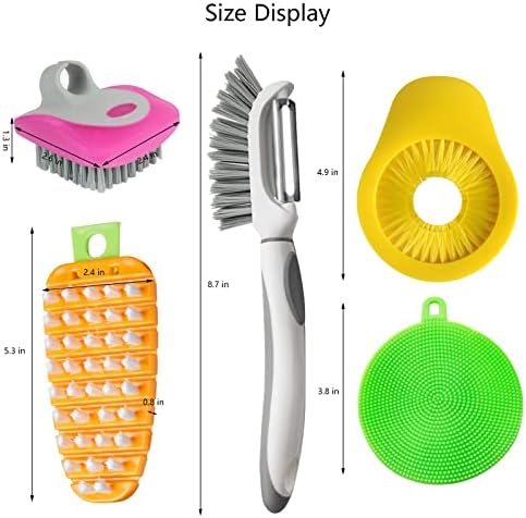 Openfly 5 Piece Flexible Fruit and Vegetable Brush Set