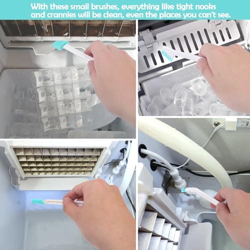 Palksky Ice Maker Cleaning Brush Set 2Pcs Long-Handled Metal 8Pcs Crevice Brushes