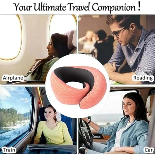 Adjustable Memory Foam Travel Neck Pillow with 360 Support Pink