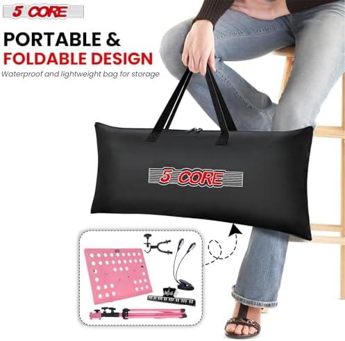5Core Music Stand with Light Clip and Adjustable Height