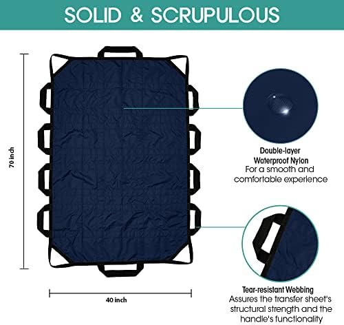 TINFAU 70 x 40 Waterproof Bed Positioning Pad with Handles