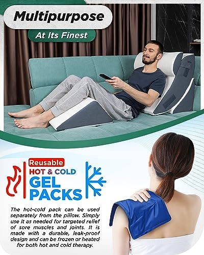 Lunix 4pcs Orthopedic Bed Wedge Pillow Set with Hot Cold Pack 1