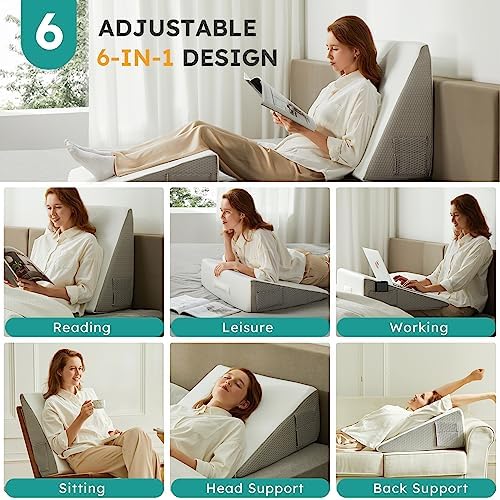 Bedluxe 10 Inch Cooling Wedge Pillow with Memory Foam Top