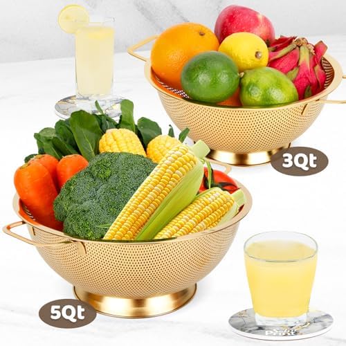 Solorprint 5 Quart Stainless Steel Colander with Coaster