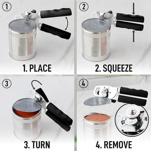 Zulay Kitchen Manual Can Opener with Bottle Opener - Black