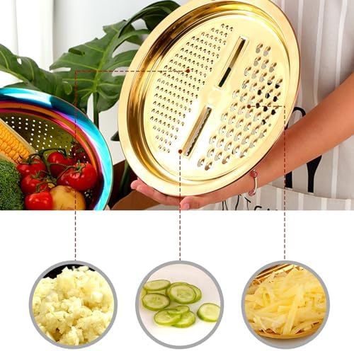 Meisha 3Pcs Stainless Steel Colander Set - Gold 1