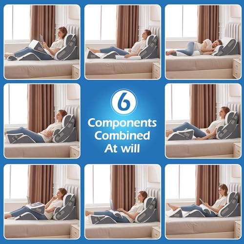 6PCS Orthopedic Wedge Pillow Set for Post Surgery Relief and Acid Reflux