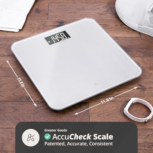 Greater Goods Digital AccuCheck Bathroom Scale 400 lbs Pearl Gray