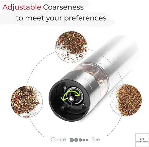 Urban Noon Electric Salt Pepper Grinder Set - Battery Operated with LED Light