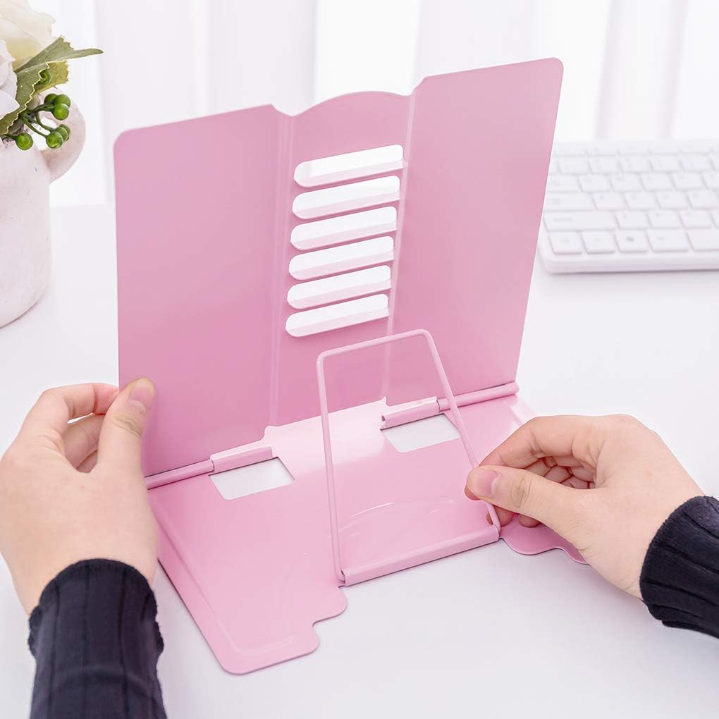 Adjustable Cookbook Stand with Tablet Holder Pink